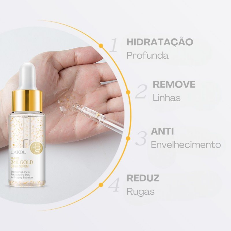 LAIKOU© 24k Gold - Sérum Anti-Envelhecimento + Creme Colágeno e Niacinamida