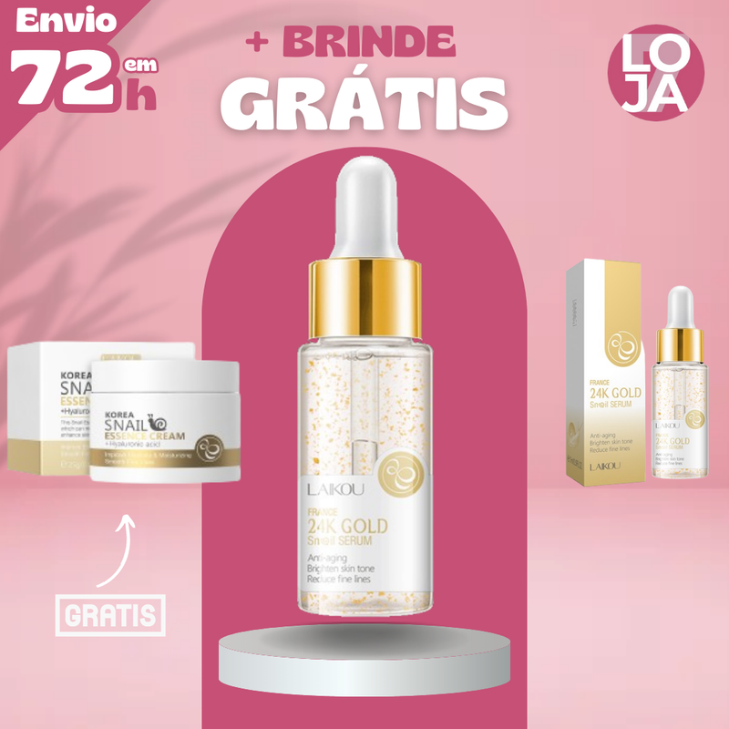 LAIKOU© 24k Gold - Sérum Anti-Envelhecimento + Creme Colágeno e Niacinamida